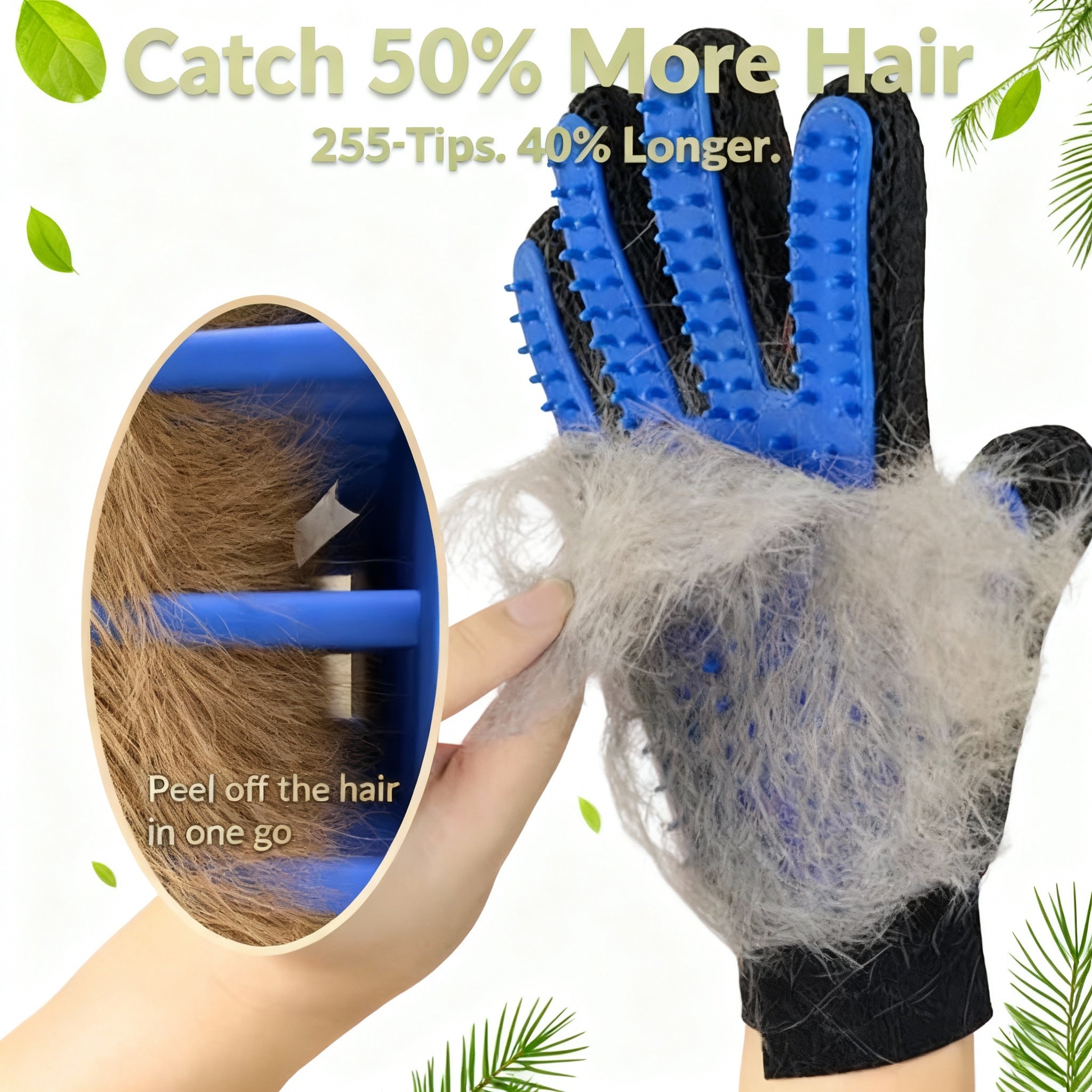 Pet Grooming Gloves for Cats and Dogs with Brush
